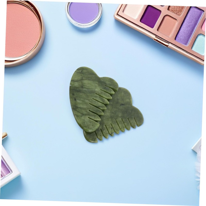 Gatuida 2pcs Natural Jade Scalp Massage Comb Multi Functional Facial