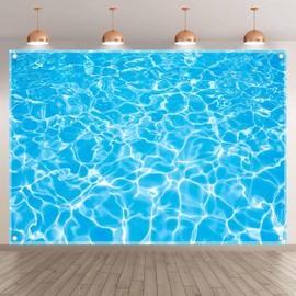 Luminora Fabric 10x8ft Summer Swimming Pool Photography Backdrop Water Wave Ripple Background Party Decorations Birthday Baby Shower Photo Banner Booth
