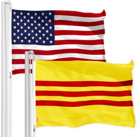 G128 Combo Pack: American USA Flag 3x5 Ft & South Vietnam Flag 3x5 Ft, Both Printed 150D Polyester, Indoor/Outdoor, Brass Grommets