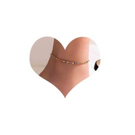 Inateannal Coloured Crystal Anklet Boho Cubic Zirconia Ankle Bracelet Petite Beach Foot Chain Jewellery for Women and Girls
