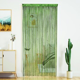 YaoYue Beaded Curtain Door String Curtains for Doorway Tassels Beads Hanging Fringe Hippie Room Divider Window Hallway Entrance Wall Closet Bedroom Privacy Decor (Grass Green, 100×280cm)