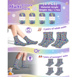 Complete Knitting Socks Starter Kit with Knitting Machine, 50g Colorful Yarn, Markers, Tools & Instructions