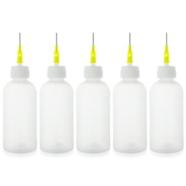 50cc Needle Glue Bottle, Needle Tip Squeeze Bottle, Precision Tip Applicator Bottles, 5 Pack