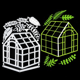 Greenhouse & 6 Leaf Metal Cutting Dies Set, Leaves, Gardening, Stencils, Vegetation, Card Making, Scrapbooking, Paper Crafts, E8