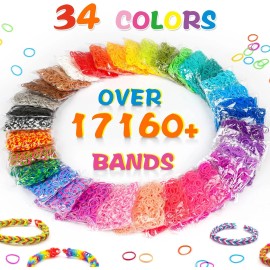 Booriss 17160+ Loom Rubber Bands Refill Kit in 34 Color with 600 Small, Multicolor
