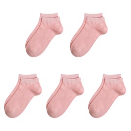 Bamboo School Socks Ankle Super Soft School Kids Socks Stretch Cuffs Athletic Socks Odor Anti-odor 5 Pairs (CA/US, Alpha, Small, Regular, Coral Pink)