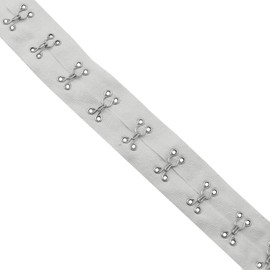 XGNG 1 Roll White Spacing Cotton Tape Ribbon 3 Yards Pair Hook and Eye Trim for Bra Dresses Bridal Costumes Sewing Quilting Corset