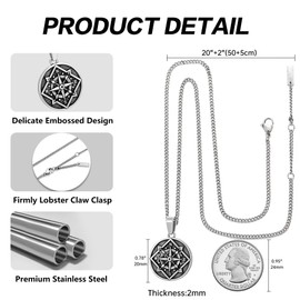 murtoo Compass Necklace for Men and Women, Antique Silver Stainless Steel Chains Necklace with Compass Pendant Unique Gifts for Men (Round, 24+2 inch)