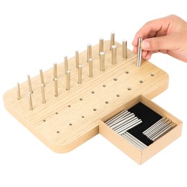 Hossmily 36-Hole Wooden Pegboard for Finger Dexterity and Hand Rehabilitation, with 4mm/6mm/8mm Pegs to Improve Fine Motor Skills and Hand-Eye Coordination