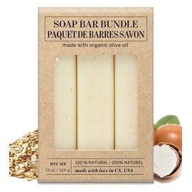 Exfoliating Bar Soap 3 Pack by Olivia Care – 100% Natural & Organic - Infused with Shea Butter & Oats - Deep Clean, Refreshing, Moisturizing & Hydrating - Triple-Milled - 3 X 5 OZ