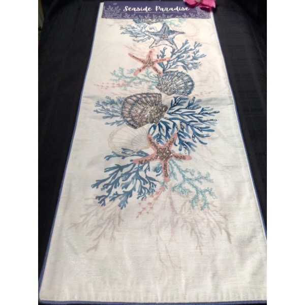 MIREILLE Coastal Table Runner 14 x 72 accent beaded sea