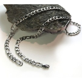 Men's Large Cross Necklace, Rustic Bulky Christian Jewelry with Stainless Steel Figaro Chain