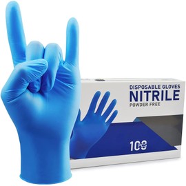 HIVEHYPE Disposable Nitrile Gloves Powder & Latex Free, Touch Screen Exam Disposable Non-Sterile Nitrile Gloves, Multi-Purpose Gloves, Disposable, Extra Strong, Box of 100 (LARGE)