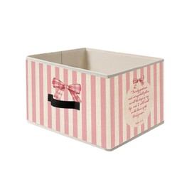 JWVK Coquette Pink Bow Christian Storage Bins, Girly Preppy Pink Striped Bible Verse PSALM 23 Collapsible Fabric Storage Basket Organizer for Clothes Toys Books Girls Bedroom Dorm