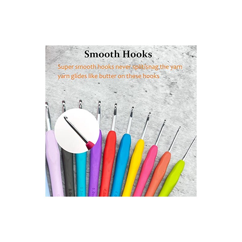 Mdoker Size B/1(2mm) Crochet Hook,Extra Long Crochet Hooks for Arthritic