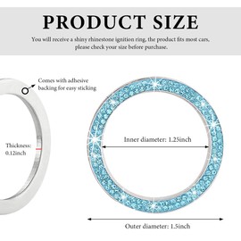 FSTURIOS Bling Crystal Double Rhinestone Car Engine Start Ring Decals, Sparkling Push to Start Button Decoration Ring, Shiny Key Ignition Knob Ring Sticker Engine Start Stop Decor (Lake Blue)