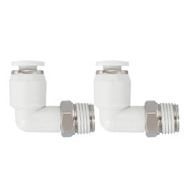 PATIKIL Push to Connect Fitting, 2 Pack Pneumatic Air Elbow Quick Connector 1/8" PT Male Thread x 4mm Tube 90 Degree Connect Tubing Elbow Air Tube Fitting Pneumatic Quick Adapter, White