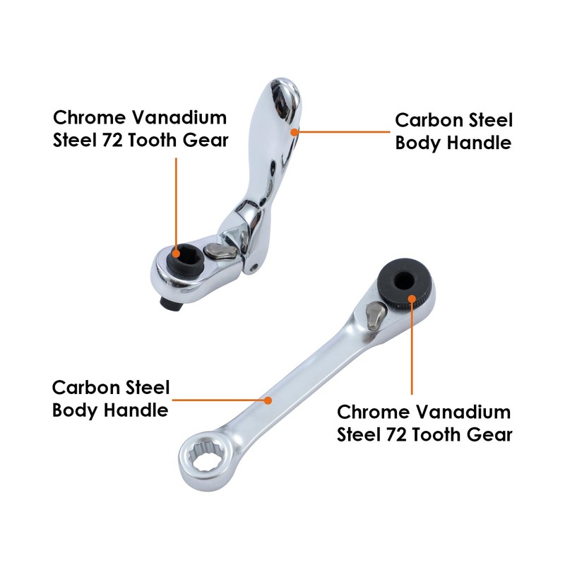 TOPWAY Mini Ratchet Wrench Set 2PCs 1/4 Inch Drive Lockable