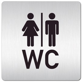 Türschilder24 XXL Door Sign (B) 125 x 125 mm Toilet + Toilet Pictogram 1.5 mm Aluminium Solid Material 100% Made in Germany (Toilet Pictogram)