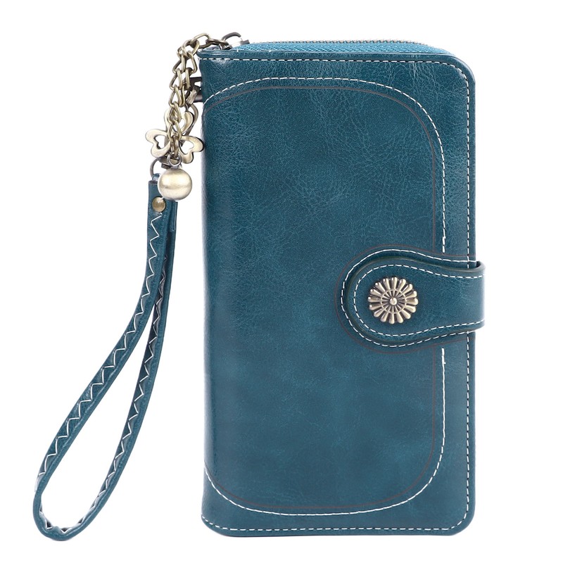 Women PU Leather Credit Card Holder Large Capacity Wallet Zipper