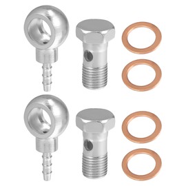 ACROPIX 14mm ID 6mm OD M14x1.5 Banjo Bolt Hose Barb Fittings Universal Banjo Fitting Fuel Line with Screw Washer for Motorcycle Silver Tone - Pack of 8