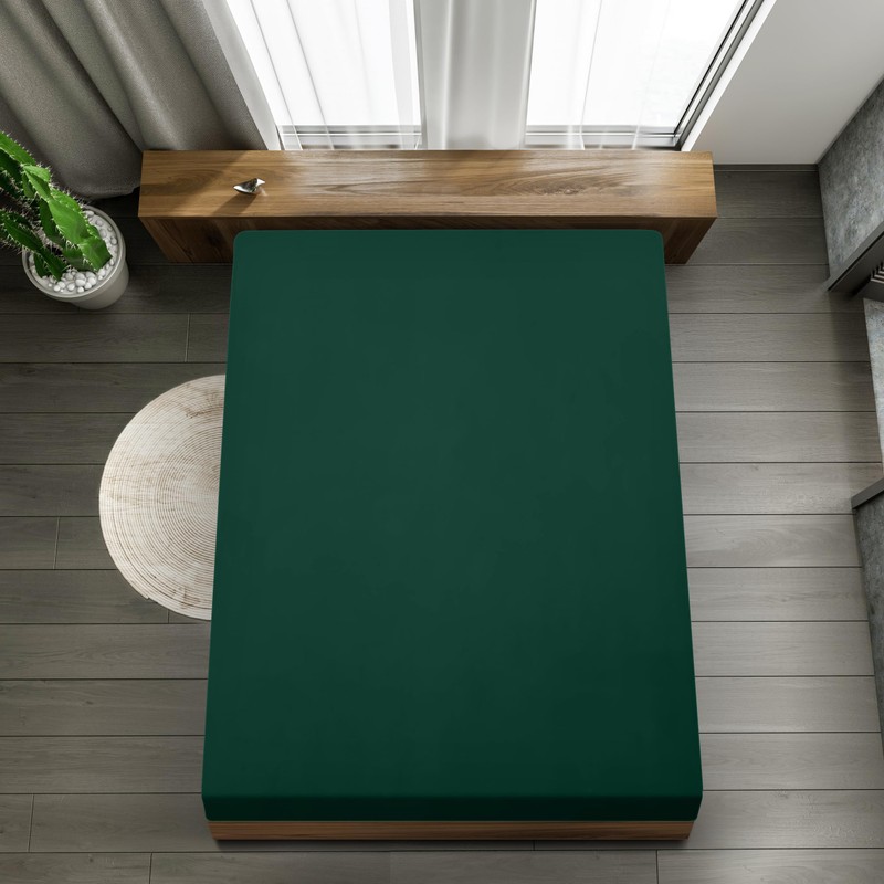 Utopia Bedding Fitted Sheet Double, Emerald - Deep Pocket 14