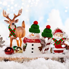 Mini Christmas Hat, Bottle Decoration, Christmas, Pack of 20 Christmas Hats, Mini and Mini Scarf Set, Small Christmas Hats, Suitable for Christmas