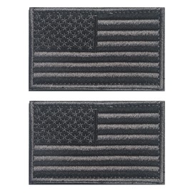 2 PCS AliPlus American Flag Patches Embroidered Tactical Military Morale Patch Applique Fastener Hook and Loop(Black Flag Patch)