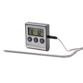 Xavax 2in1 Digitales Bratenthermometer mit Küchenuhr, abnehmbarer Temperaturfühler, Grillthermometer Ofenthermometer Fleischthermometer