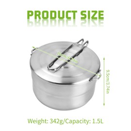 Anseom Camping Cookware Mess Kit, Aluminium Backpacking Cooking Set Foldable Outdoor Picnic Pot Pan Cookware for 1 to 2 People Hiking Trekking and Camping