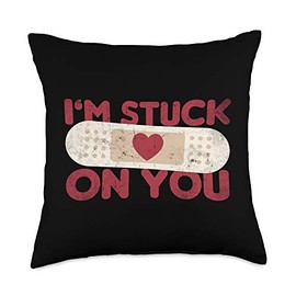 I'm Stuck On You - Funny Band Aid Pun Saying Nurse Gift Throw Pillow