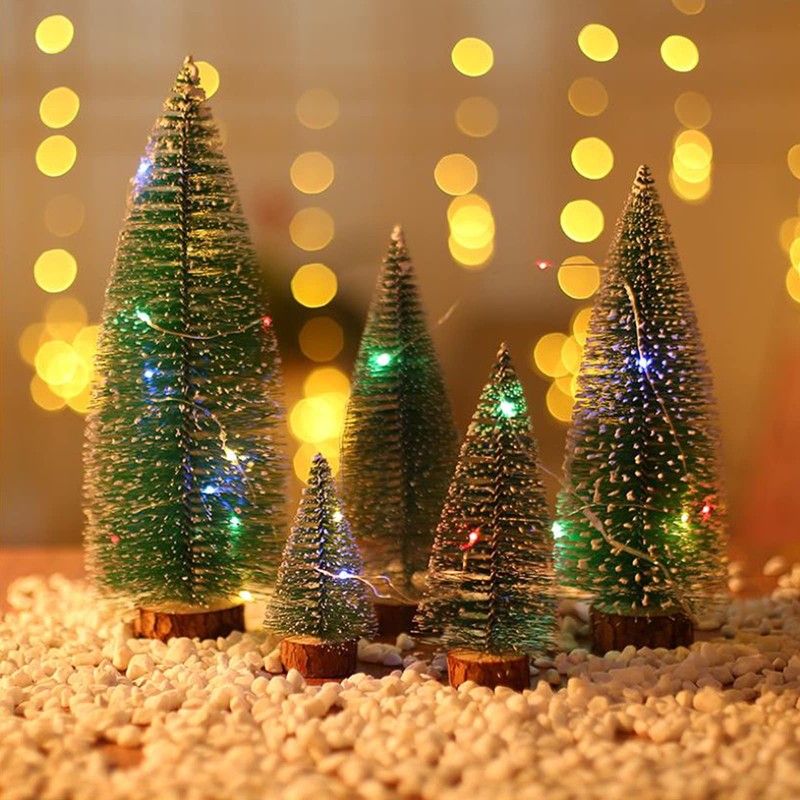10 PCS Artificial Mini Christmas Trees Miniature Frosted Christmas Trees