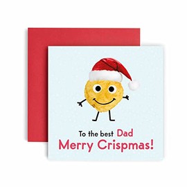 Huxters Merry Crispmas Dad Merry Christmas Card – Funny Dad Card for Christmas – Blank Interior Xmas Card with Recyclable Envelope – Paper Funny Card for Dads (Dad)