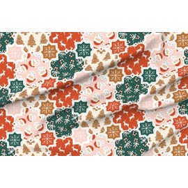 Spoonflower Fabric - Santa Cheater Quilt Christmas Patchwork Retro Winter Holiday Reindeer Printed on Organic Cotton Sateen Fabric by The Yard - Sewing Quilting Apparel Home Decor