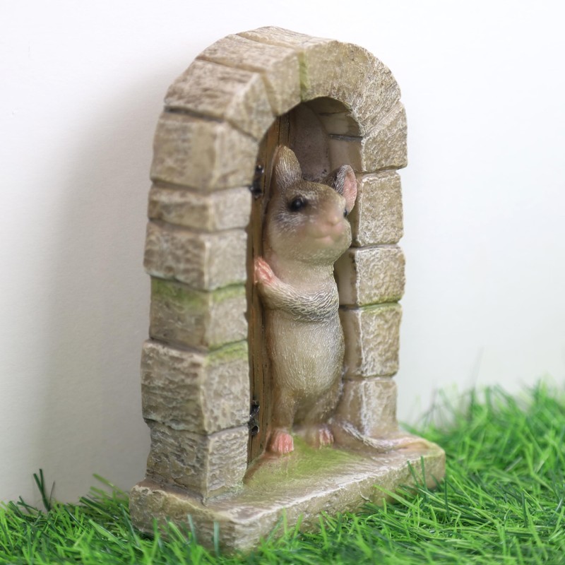 Fyne-Finds Mouse Door Statue Indoor Garden Outdoor Home Tree Animal