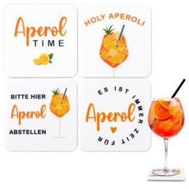 MEJOSER Set of 4 Aperol Coasters Felt Lillet Aperoli Gift for Aperol Lovers Table Decoration Theme Party Carnival Christmas Orange (Aperol)