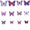 12 Garden Flying Butterfly Stake, Purple Decorative Garden Stakes