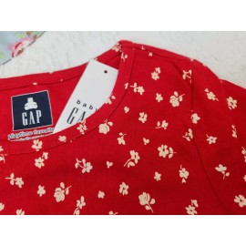 Gap NWT BABY GAP 5T RED FLORAL LONG-SLEEVE PEPLUM TUNIC TOP