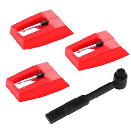 4 Pack Vinyl Record Player Needles with Stylus Cleaning Brush Compatible With Crosley Victrola ION Jenson Boytone York-Yorx, Record Player Turntable Record Needles Cleaner Brush for Phonograph (Red)