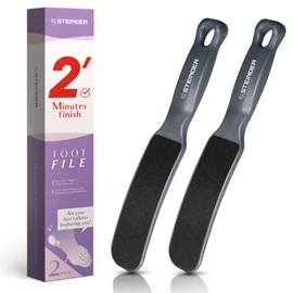 Steinder Heel Exfoliating Foot File, Easy, For Dry and Wet Feet, Fully Washable, Heel Sharpener, Exfoliating Removal, Polishing, Foot Care, Safe, Hygienic, Heel Removal, Exfoliating Remover, Travel, 1 pcs, Gray, 2 Piece SET