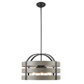 Globe Electric 60803 Maddox 3-Light Chandelier, Matte Black, Faux Wood