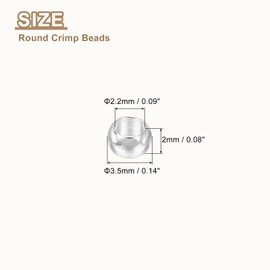 sourcing map 200Pcs Round Crimp Beads, 3.5mm Metal Spacer Loose Beads Metal Clamp Ends Tiny Stoppers Bead for Bracelet Jewelry Making Craft DIY, Silver