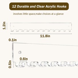 SKTMH 2Pack Acrylic Necklace Holder Wall Mounted Necklace Organizer Hanging Jewelry Organizer with 12 Hooks Acrylic Necklace Hanger Wall Jewelry Organizer for Necklaces Bracelets Rings Bangles Display