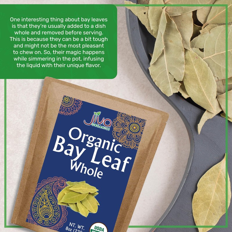 Jiva Organic Bay Leaves Whole 8 Ounce Bulk Bag