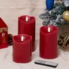 Eywamage - Juego de 3 velas LED sin llama rojas