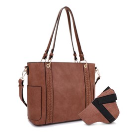 JESSIE & JAMES | Austin Whipstitching Concealed Carry Tote Bag with Lock and Key, Top Handle CCW Purse Tan