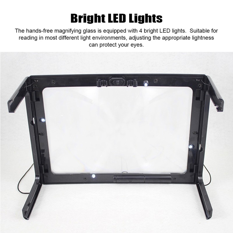Hands-Free Magnifying Glass with LED Light Foldable 3X Page Magnifier