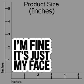 (3pcs) I Am Fine It’s Just My face Sticker Vinyl Decal for Car Truck and Van Indoor & Outdoor Use for Laptop Stickers for Gifts Waterproof Decal for Bumper & Window Size 3" x 2.7"