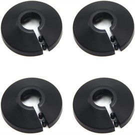 Tayffency 4Pcs Pipe Cover Decoration Fit 3/8" Outer Diameter Flange Water Pipe Black Pipe Cover Radiator PP Plastic 12mm Escutcheon Pipe Collar for Wall Pipe Tube Decoration