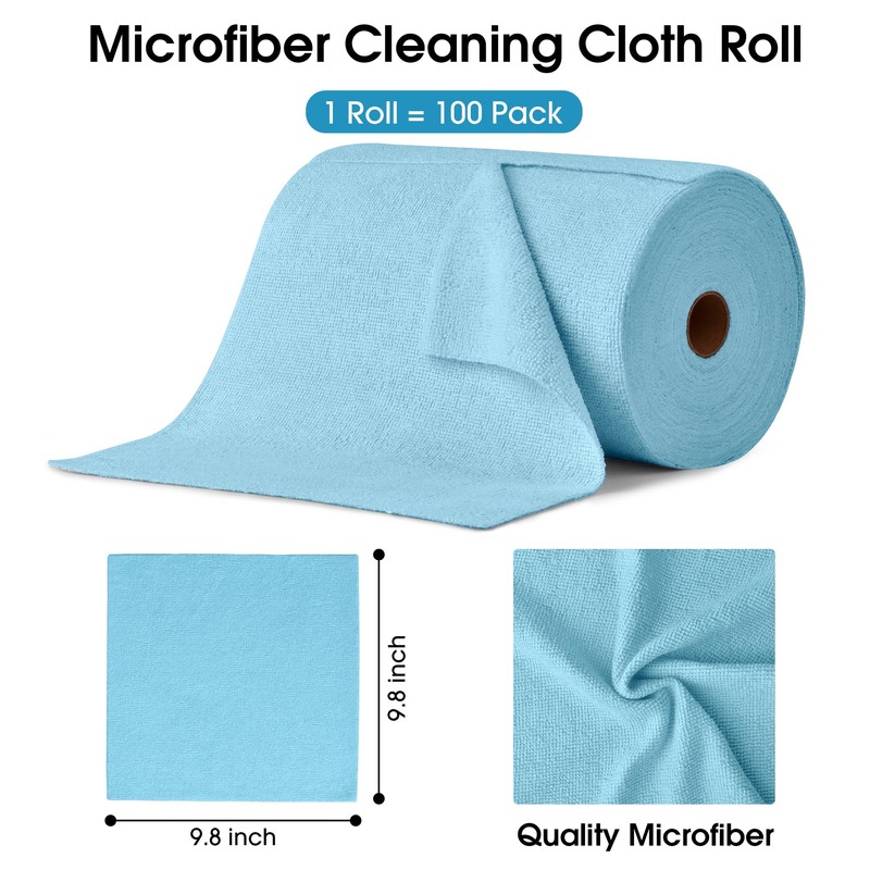 KitchLife Microfiber Cleaning Cloth Roll, 100 Pack - Tear-Away Microfiber